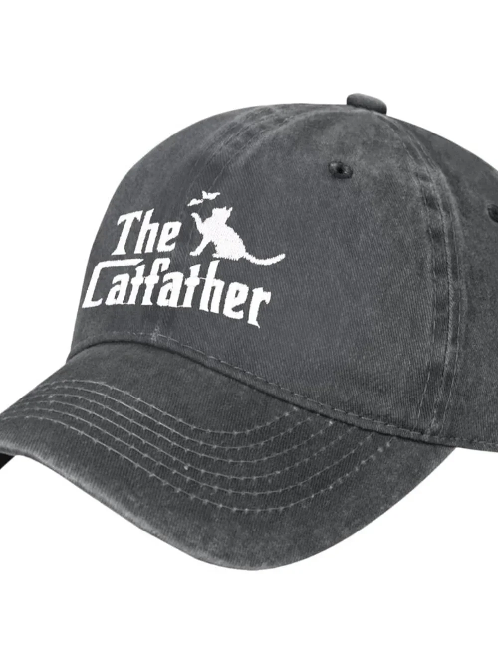 Women's Embroidery Adjustable Washed Distressed Trucker Hat Baseball Cap Cat Da - Picture 2 of 6